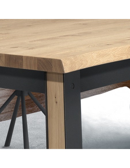 GARDEN - Table de séjour plateau chantourné 190 cm x100 cm avec 2 allonges 2x45 cm