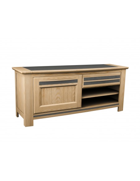 MALAGA - Meuble TV Hifi 155 1 porte 1 tiroir chêne massif