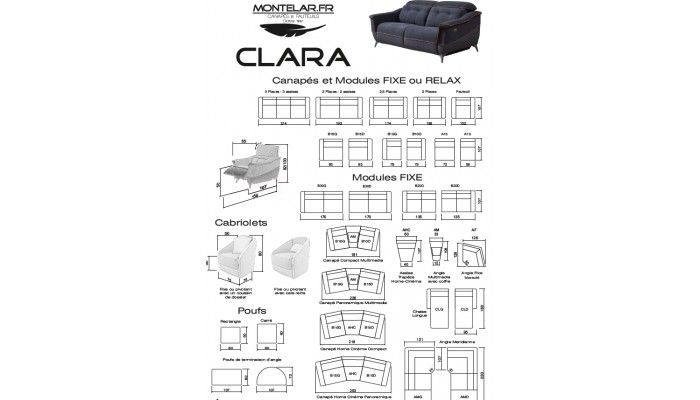 CLARA - Canapé 2 places fixe
