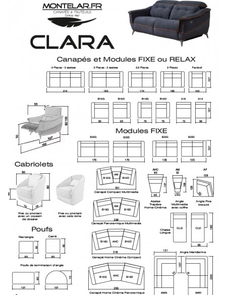 CLARA - Canapé 2 places fixe