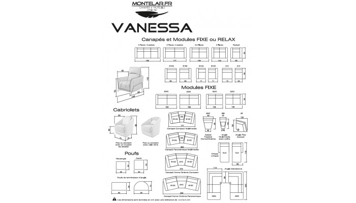 VANESSA - Canapé 2 places fixe