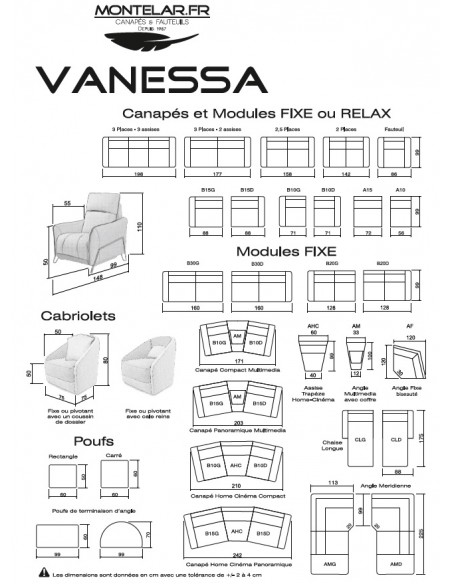VANESSA - Canapé 2 places fixe