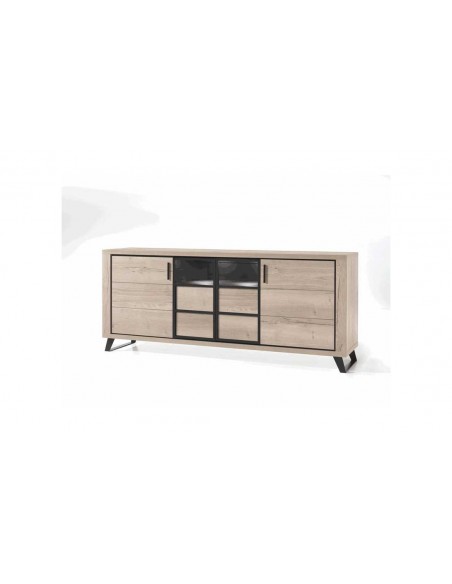 ROXANNE - Enfilade 225cm - 4 portes - 2 niches - éclairage LED