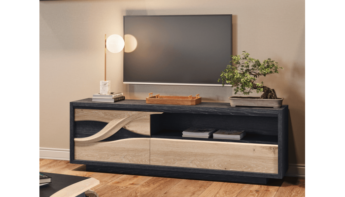 FLORE - Petit meuble TV 140cm 1 porte 2 niches