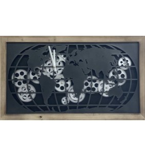 Horloge engrenages carte du monde
