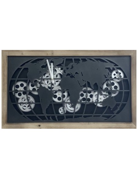 Horloge engrenages carte du monde