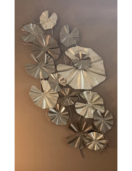 Sculpture feuilles palmes argent
