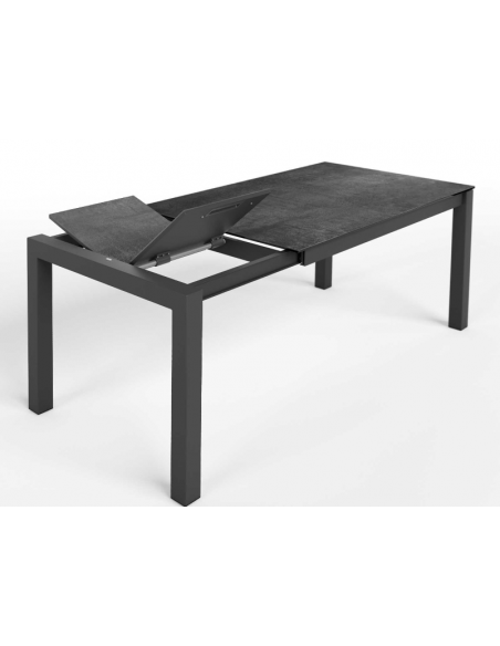 TOKIO - Table de séjour plateau céramique personnalisable 2 allonges