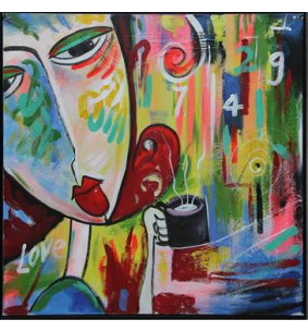 Peinture sur toile encadrée café love