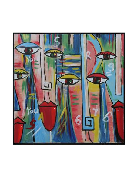 Peinture sur toile encadrée tète abstrait