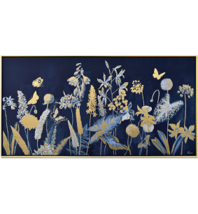 Toile encadrée fleur or