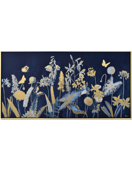 Toile encadrée fleur or