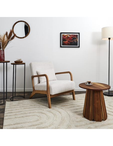 SCOTT - Fauteuil salon côtelé