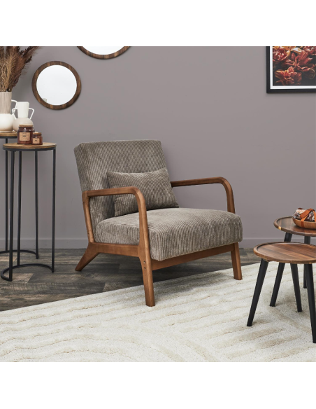SCOTT - Fauteuil salon côtelé