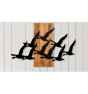 Sculpture murale bois / metal oiseaux