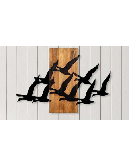 Sculpture murale bois / metal oiseaux